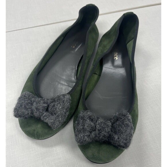 Sundance Fanfare Green Suede Bow Flats Size 38 (US 7.5) Preppy Teacher Office - Picture 1 of 5